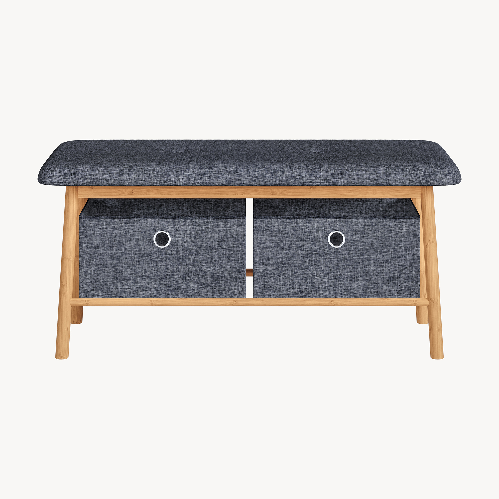 Bancheta pentru pantofi cu depozitare și 2 cutii, bambus, 90x30x45 cm