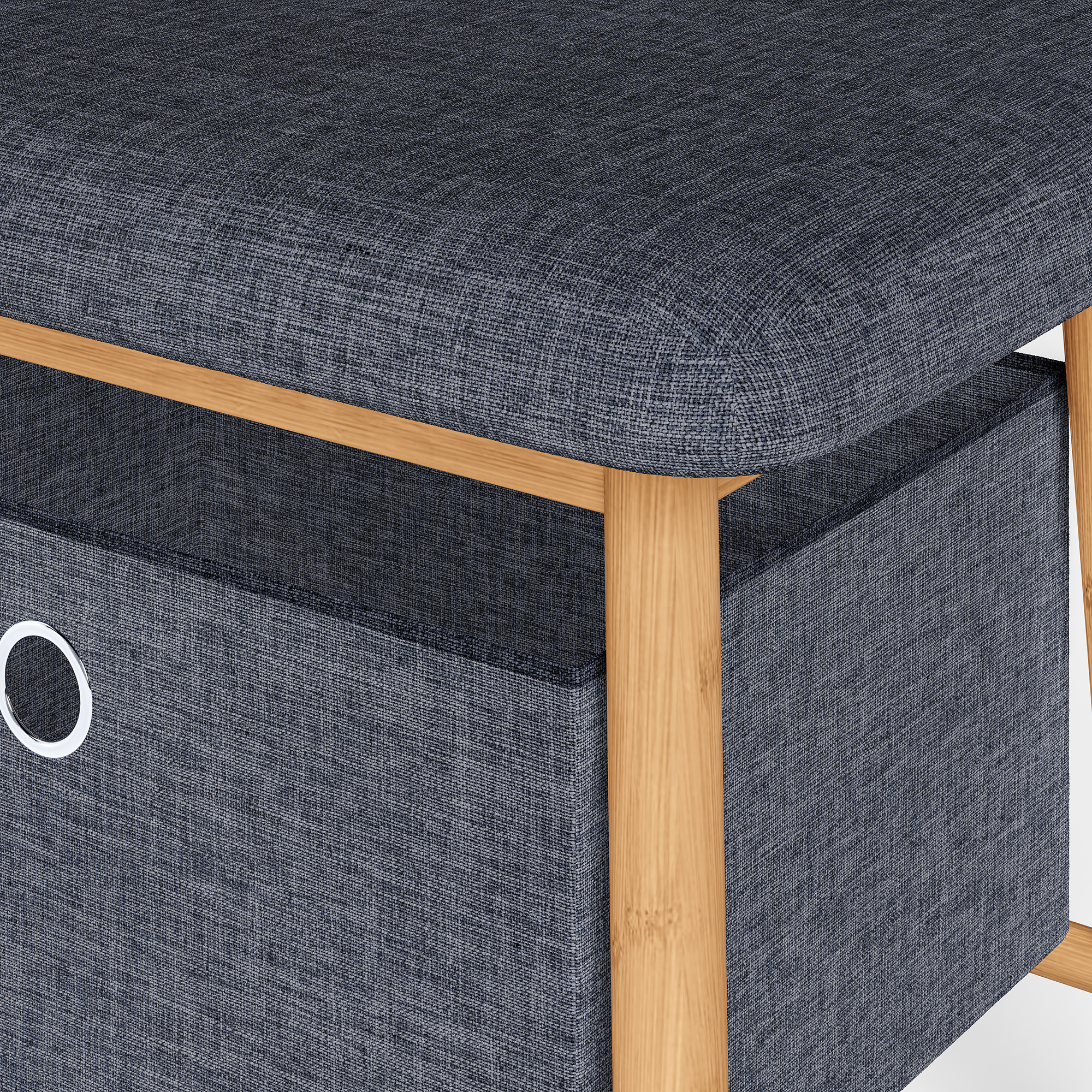 Bancheta pentru pantofi cu depozitare și 2 cutii, bambus, 90x30x45 cm