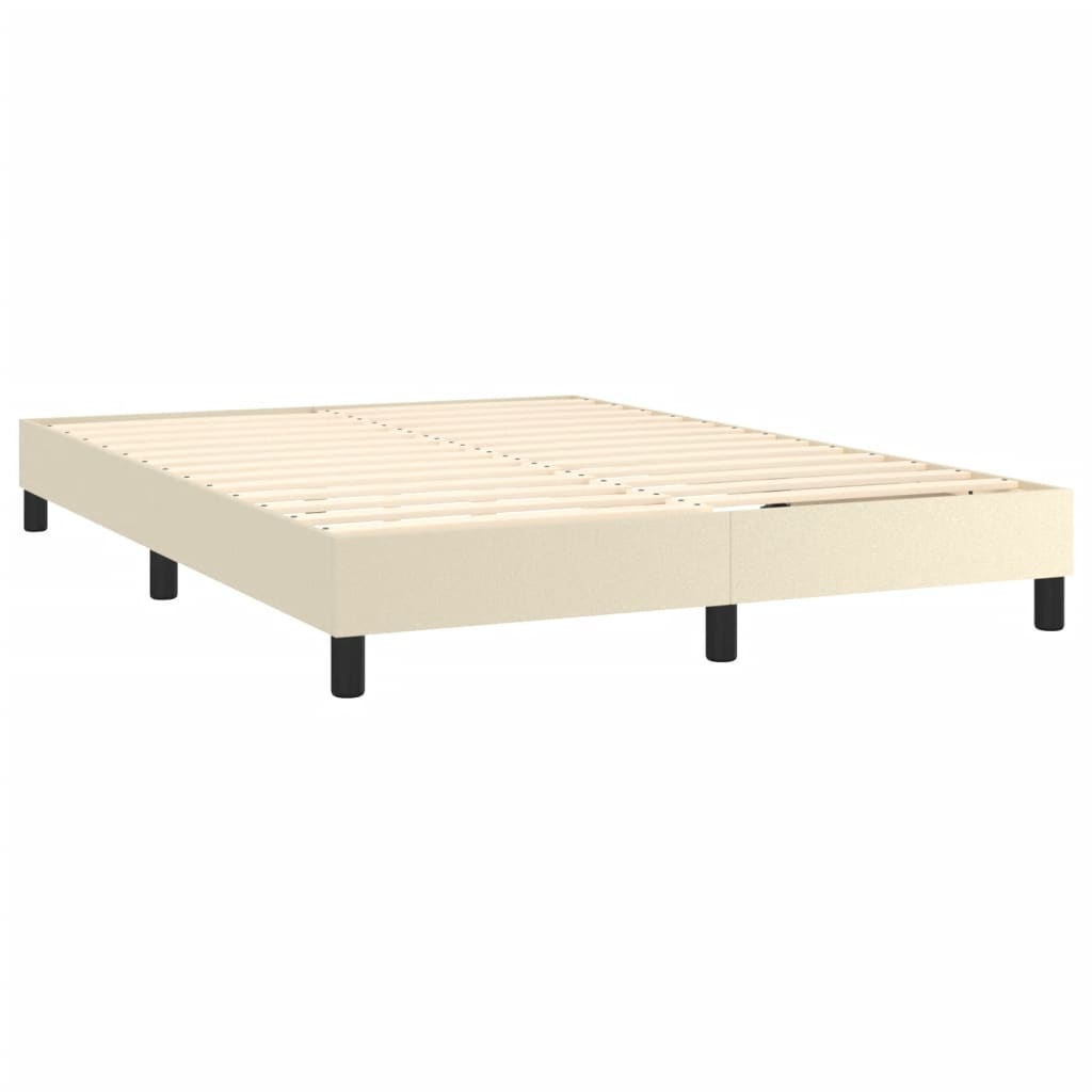 Pat box spring cu saltea, crem, 140x200 cm, piele ecologică GartenMobel Dekor