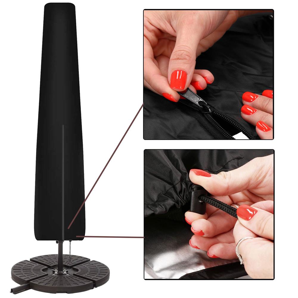 Husa protectie pentru umbrela de gradina, impermeabila, cu fermoar si snur reglabil, 265 cm, negru Household NewTrend