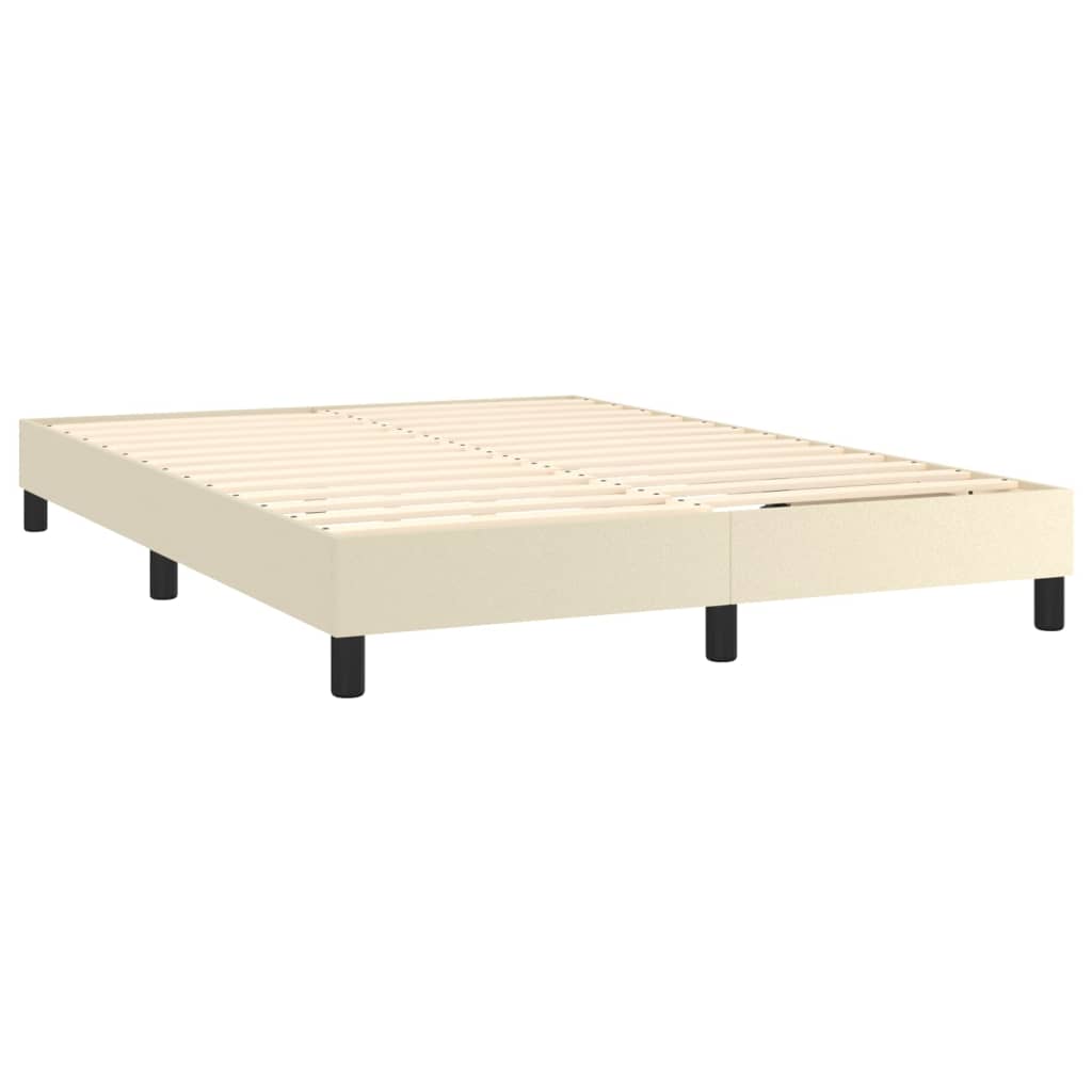 Pat box spring cu saltea, crem, 140x200 cm, piele ecologică GartenMobel Dekor