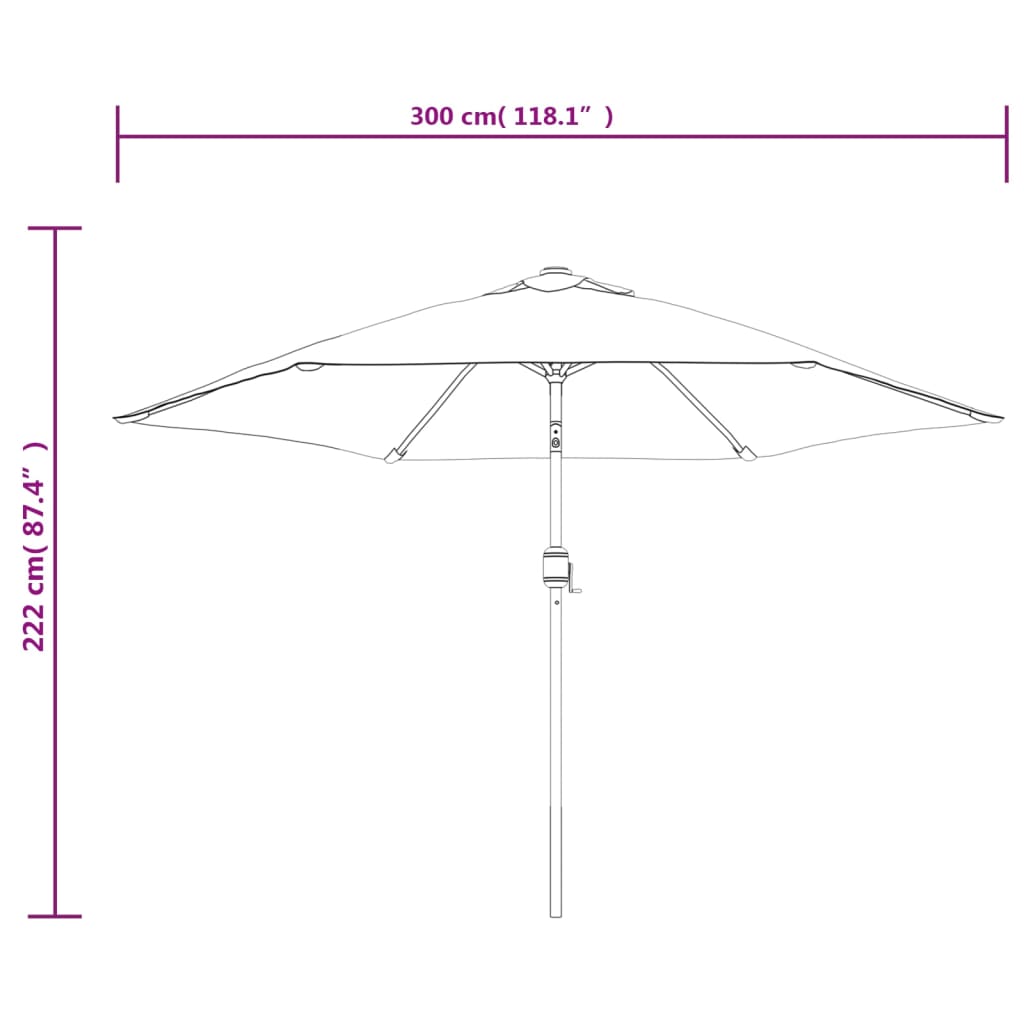 Umbrelă de soare de grădină, stâlp metalic, roșu bordo, 300 cm GartenMobel Dekor