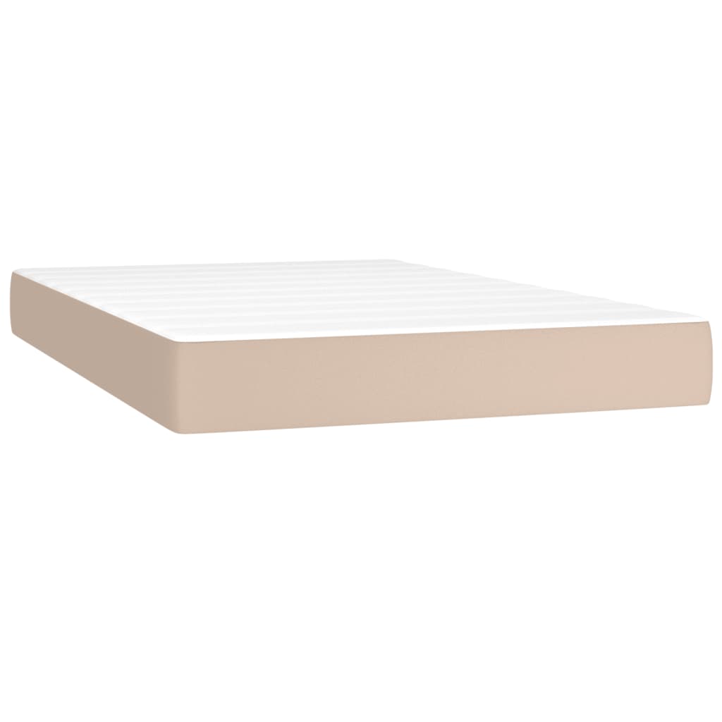 Pat box spring cu saltea, cappuccino, 120x200cm piele ecologică GartenMobel Dekor