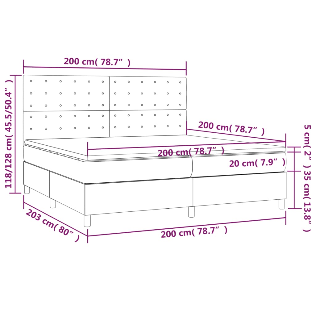 Pat box spring cu saltea, alb, 200x200 cm, piele ecologică GartenMobel Dekor