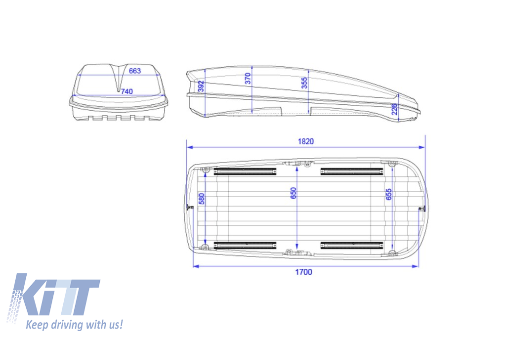 Cutie de plafon Farad model Raya 480L negru mat, 190x80x42cm Performance AutoTuning