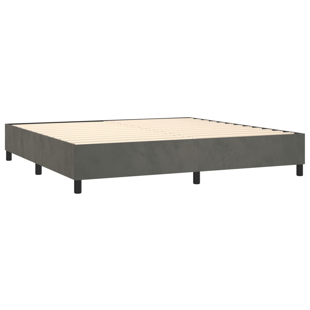 Pat box spring cu saltea, gri închis, 200x200 cm, catifea GartenMobel Dekor