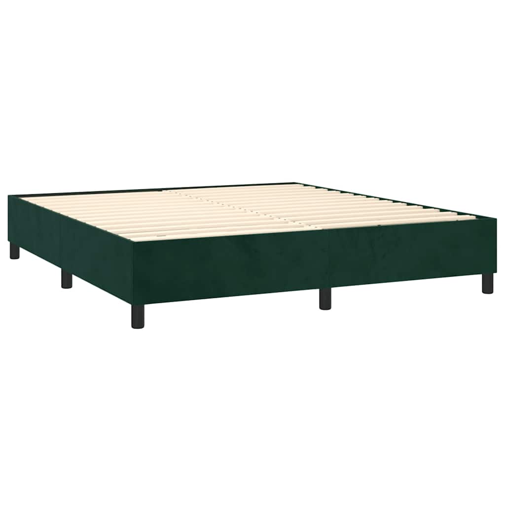 Pat box spring cu saltea, verde închis, 180x200 cm, catifea GartenMobel Dekor