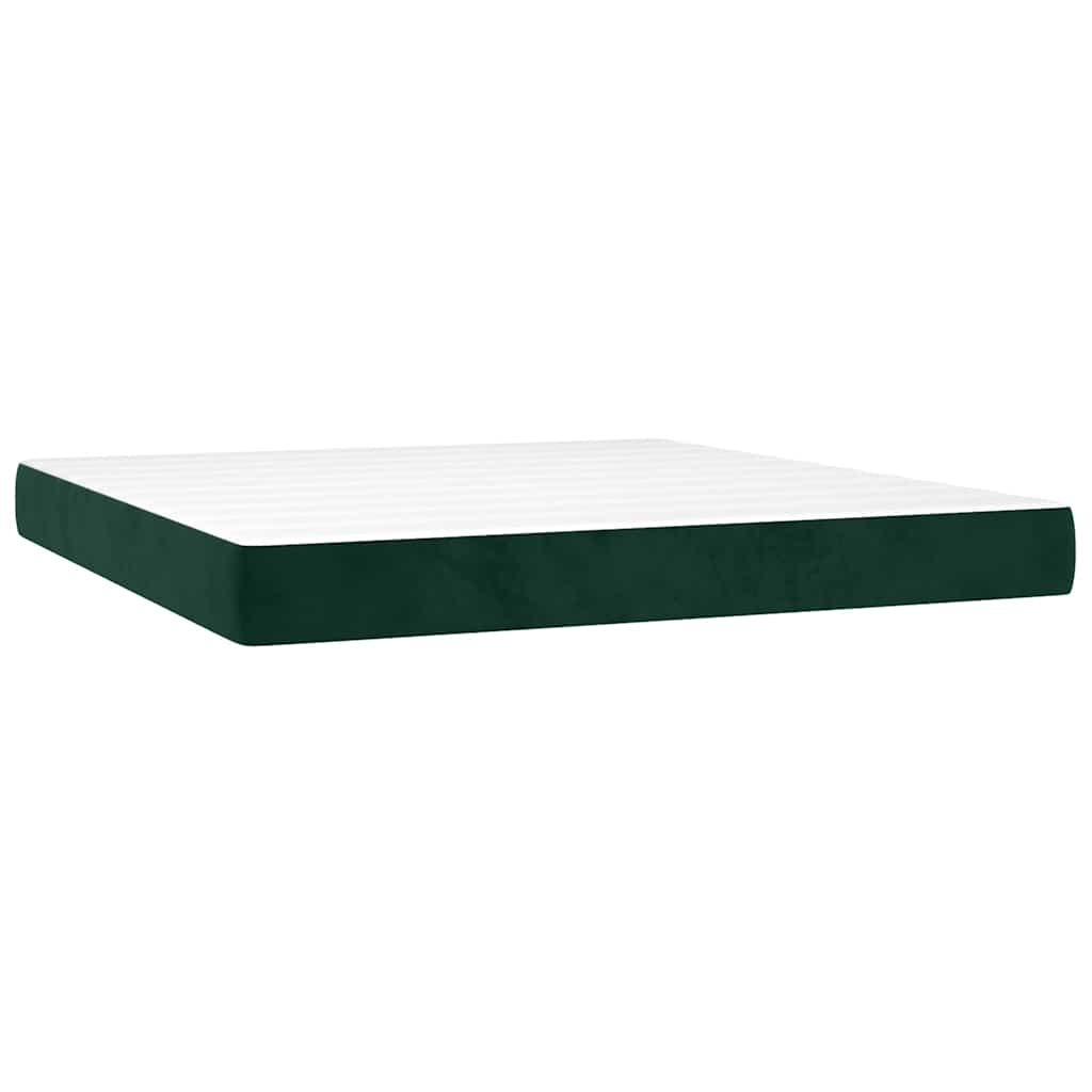 Pat box spring cu saltea, verde închis, 180x200 cm, catifea GartenMobel Dekor