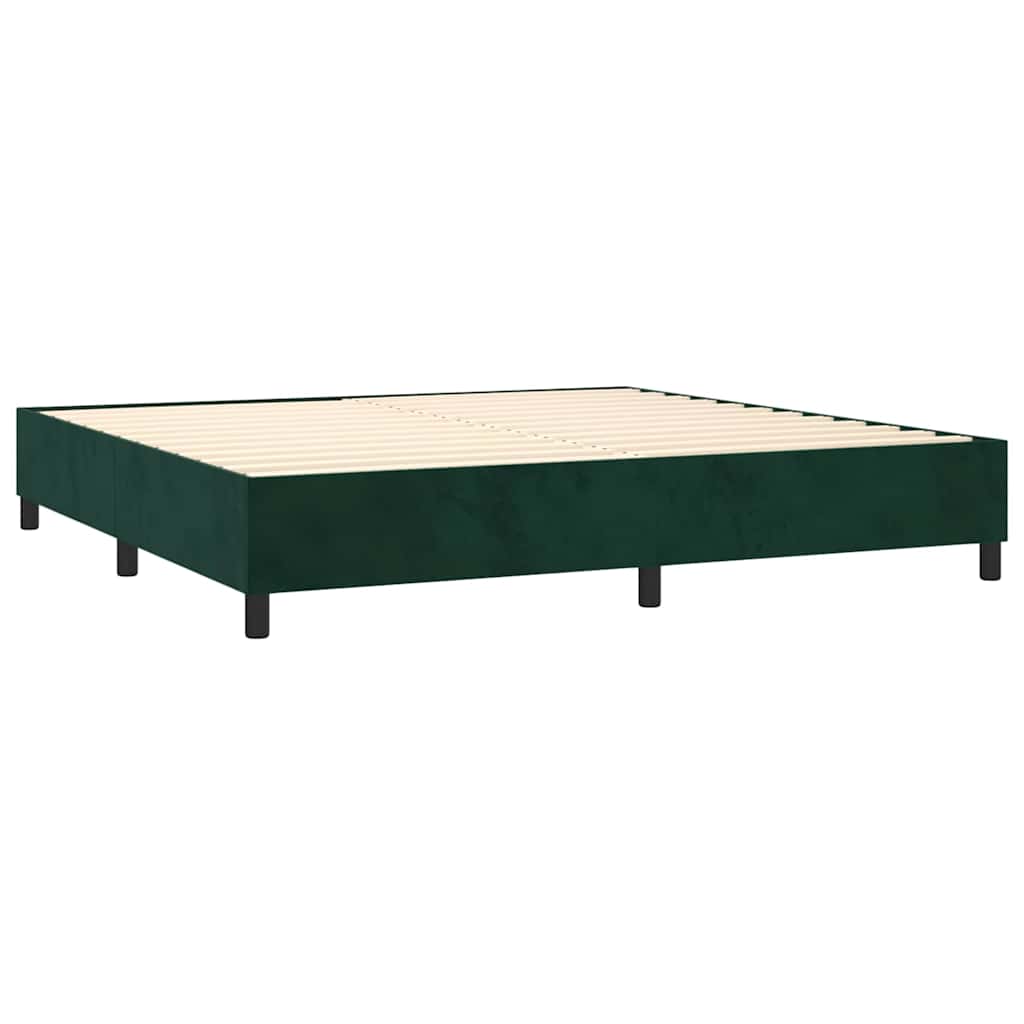 Pat box spring cu saltea, verde închis, 200x200 cm, catifea GartenMobel Dekor