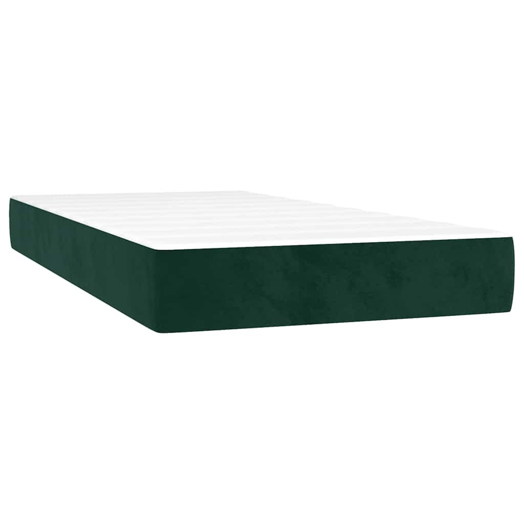Pat box spring cu saltea, verde închis, 90x190 cm, catifea GartenMobel Dekor