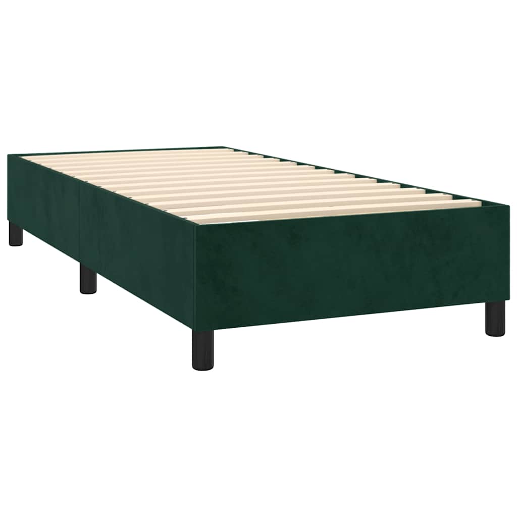 Pat box spring cu saltea, verde închis, 90x190 cm, catifea GartenMobel Dekor