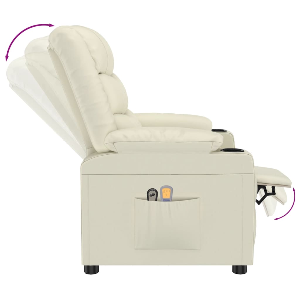 Fotoliu de masaj electric, crem, piele ecologică GartenMobel Dekor