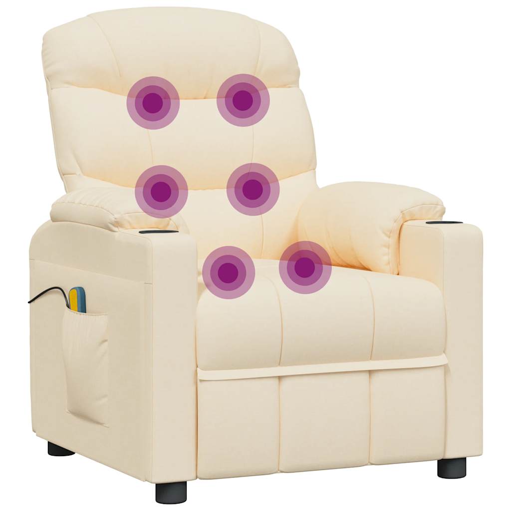 Fotoliu de masaj electric rabatabil, crem, textil GartenMobel Dekor