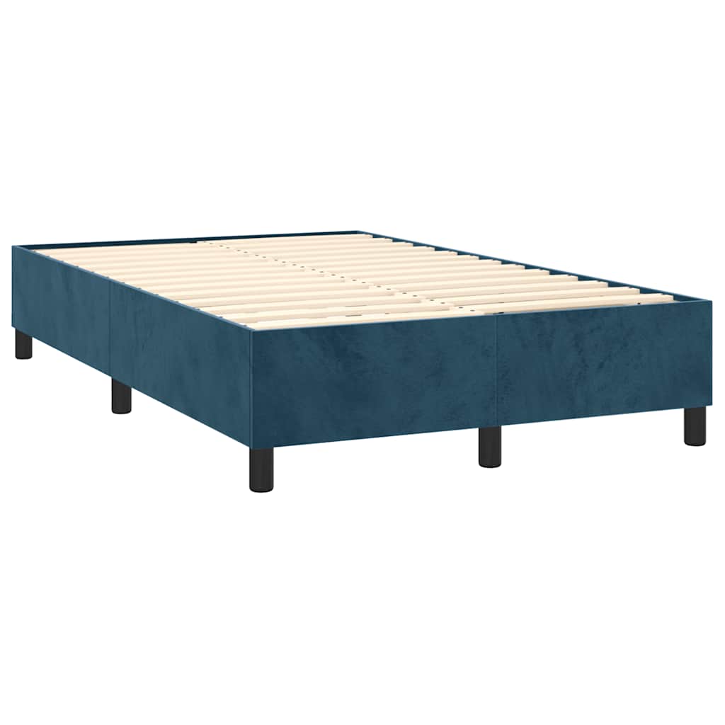 Pat box spring cu saltea, albastru închis, 120x200 cm, catifea GartenMobel Dekor
