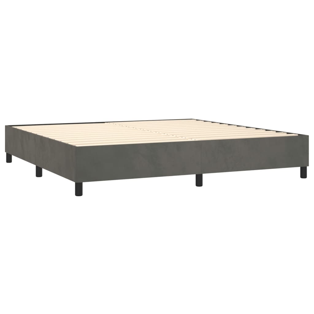 Pat box spring cu saltea, gri închis, 200x200 cm, catifea GartenMobel Dekor