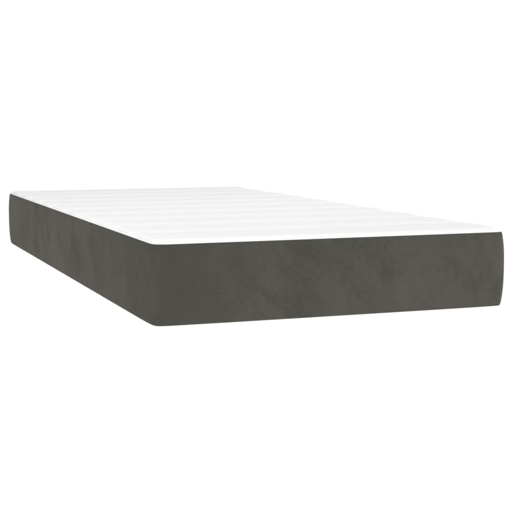 Pat box spring cu saltea, gri închis, 90x190 cm, catifea GartenMobel Dekor