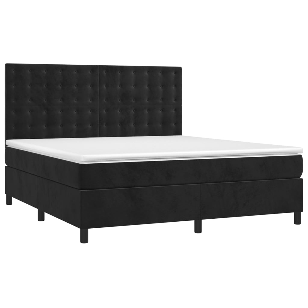 Pat box spring cu saltea, negru, 160x200 cm, catifea GartenMobel Dekor