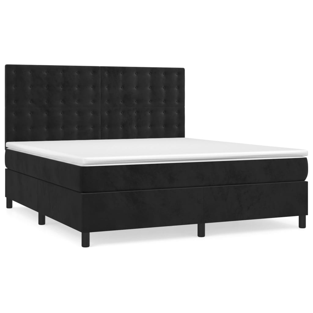 Pat box spring cu saltea, negru, 180x200 cm, catifea GartenMobel Dekor