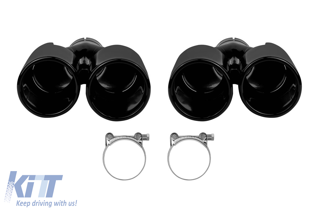 Set de ieșiri de evacuare negre potrivite pentru BMW Seria 5 F10, F11 2010-2017, stânga și dreapta, model 1 Performance AutoTuning