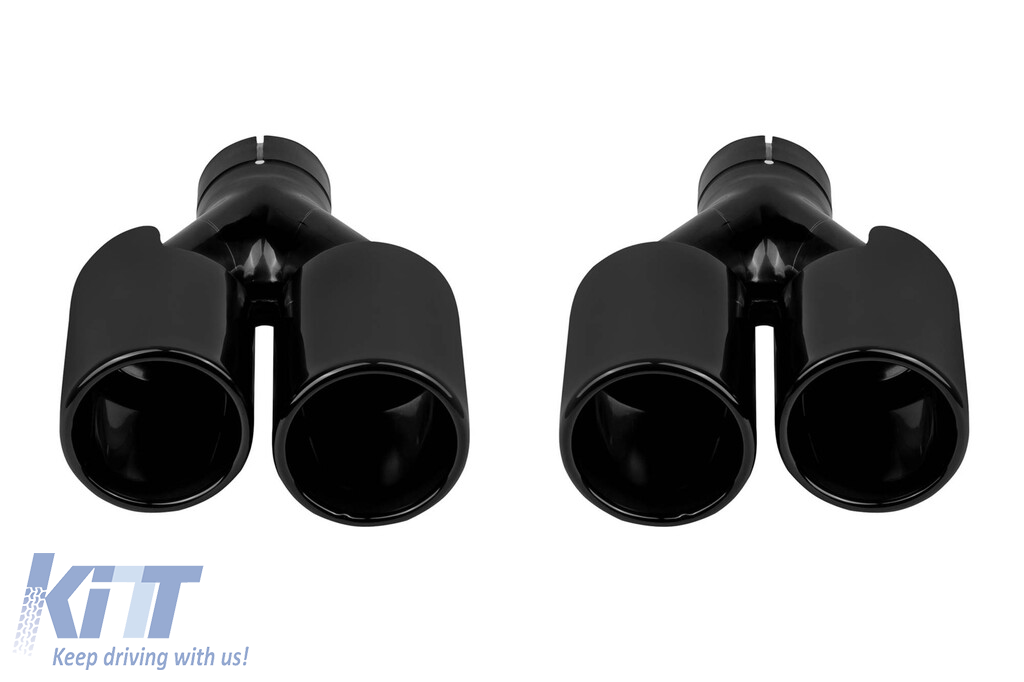 Set de ieșiri de evacuare negre potrivite pentru BMW Seria 5 F10, F11 2010-2017, stânga și dreapta, model 1 Performance AutoTuning