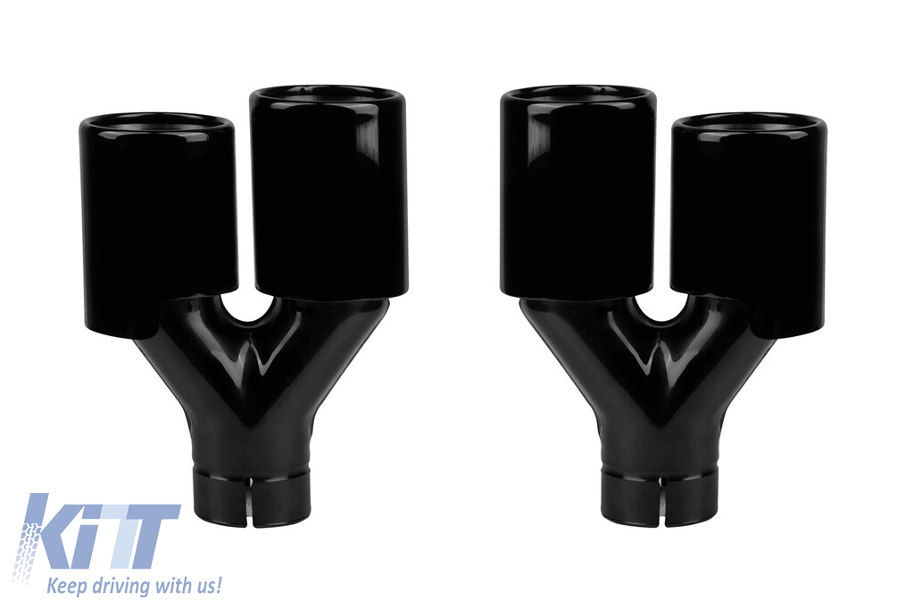 Set de ieșiri de evacuare negre potrivite pentru BMW Seria 5 F10, F11 2010-2017, stânga și dreapta, model 1 Performance AutoTuning