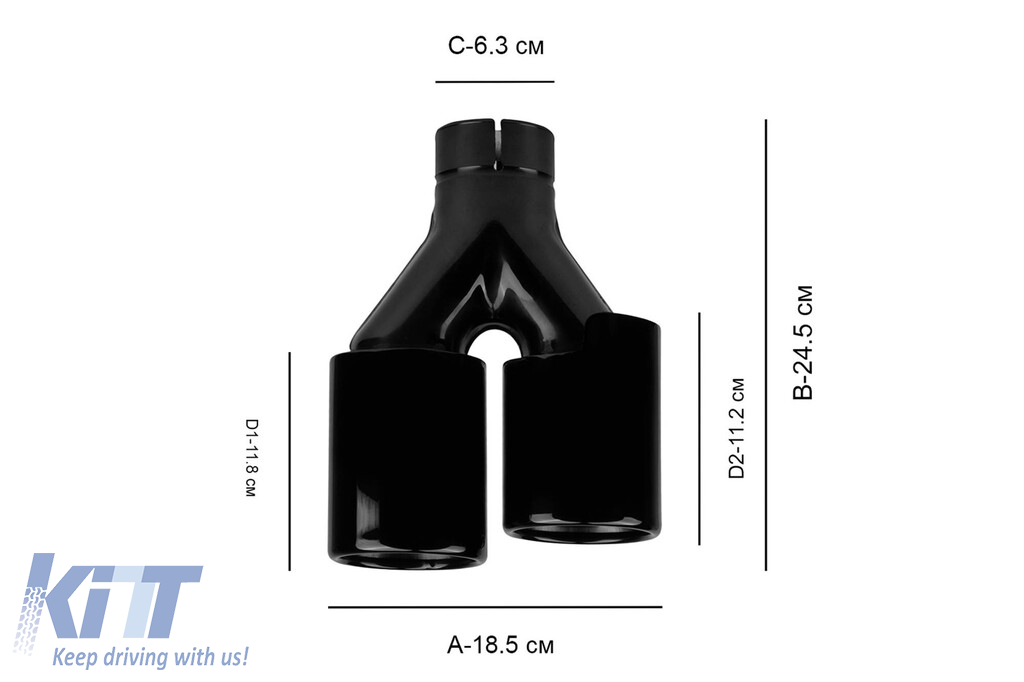 Set de ieșiri de evacuare negre potrivite pentru BMW Seria 5 F10, F11 2010-2017, stânga și dreapta, model 1 Performance AutoTuning