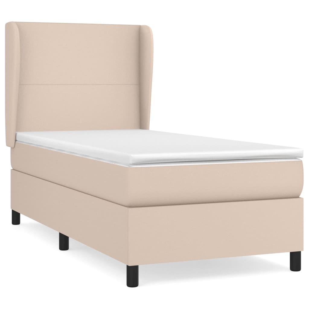 Pat box spring cu saltea, cappuccino, 100x200cm piele ecologică GartenMobel Dekor