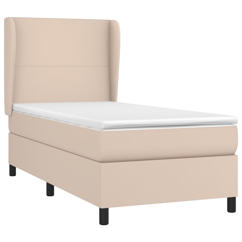 Pat box spring cu saltea, cappuccino, 100x200cm piele ecologică GartenMobel Dekor