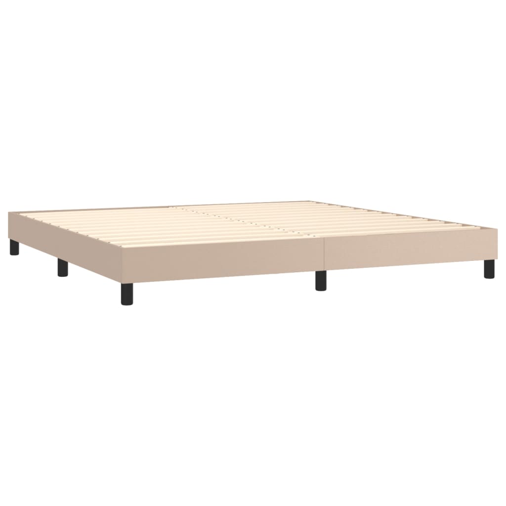 Pat continental cu saltea, cappuccino, 200x200 cm, piele eco GartenMobel Dekor