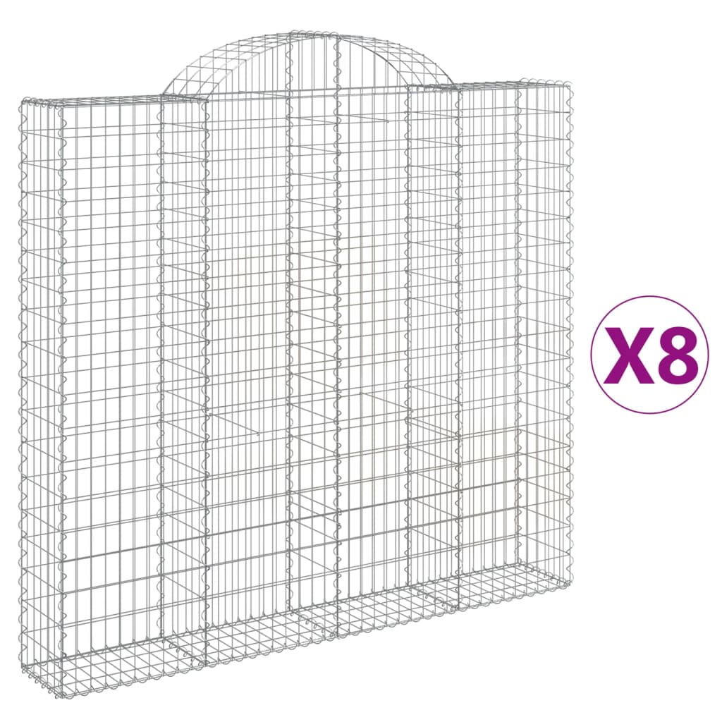 Coșuri gabion arcuite 8 buc, 200x30x180/200cm, fier galvanizat GartenMobel Dekor
