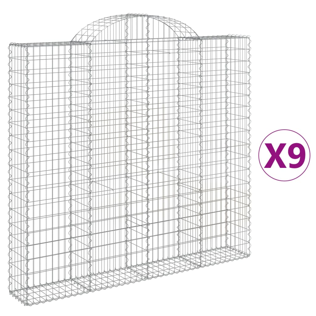 Coșuri gabion arcuite 9 buc, 200x30x180/200cm, fier galvanizat GartenMobel Dekor