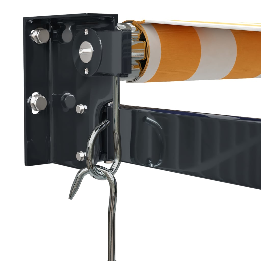 Copertină retractabilă, galben/alb, 4,5x3 m, textil/aluminiu GartenMobel Dekor