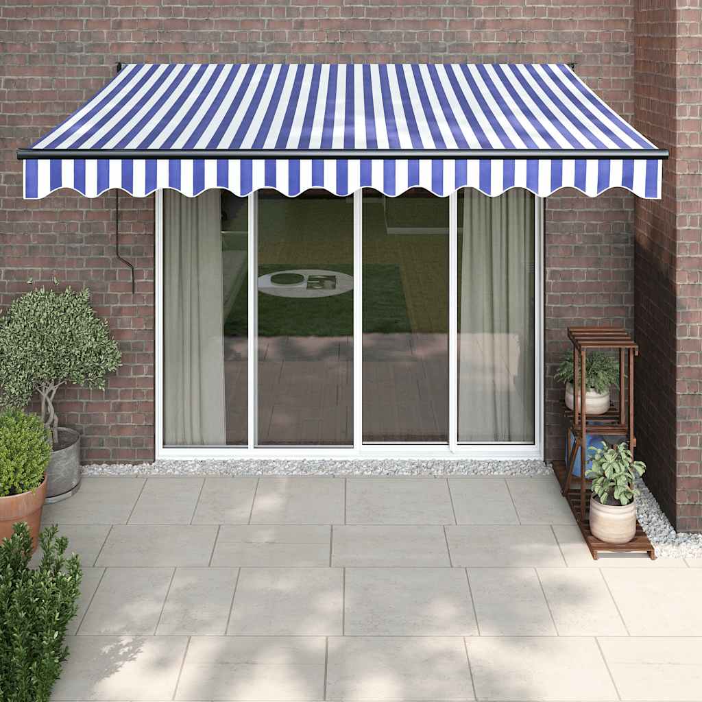 Copertină retractabilă albastru/alb, 3x2,5 m, textil/aluminiu GartenMobel Dekor
