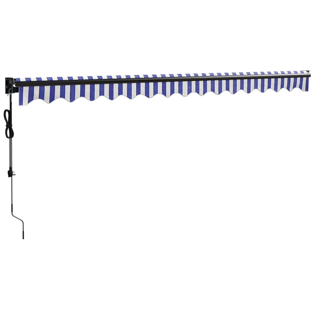Copertină retractabilă automată, albastru și alb, 4,5x3 m GartenMobel Dekor