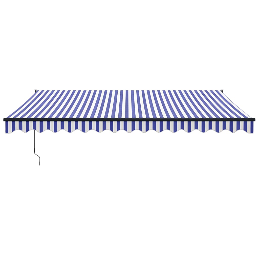 Copertină retractabilă automată, albastru și alb, 4,5x3 m GartenMobel Dekor