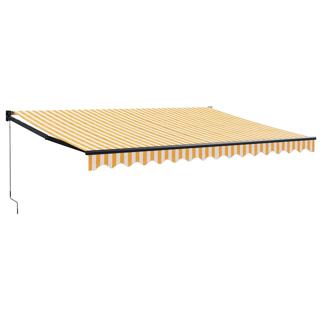 Copertină retractabilă galben și alb, 4x3 m, textil și aluminiu GartenMobel Dekor