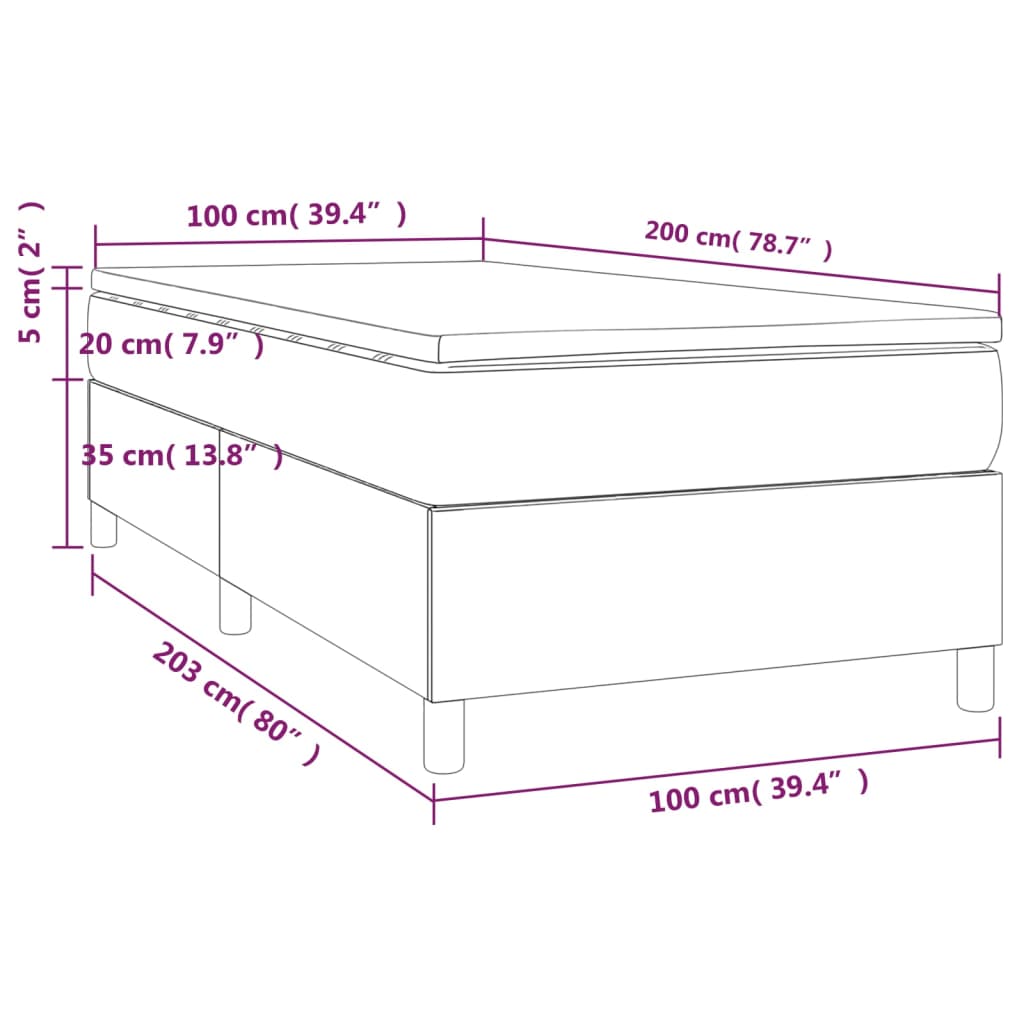 Pat box spring cu saltea, cappuccino, 100x200cm piele ecologică GartenMobel Dekor