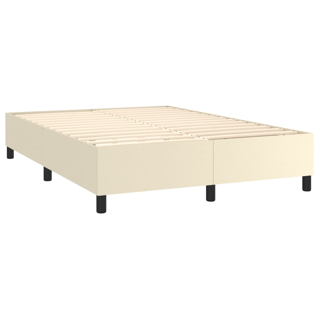 Pat box spring cu saltea, crem, 140x200 cm, piele ecologică GartenMobel Dekor