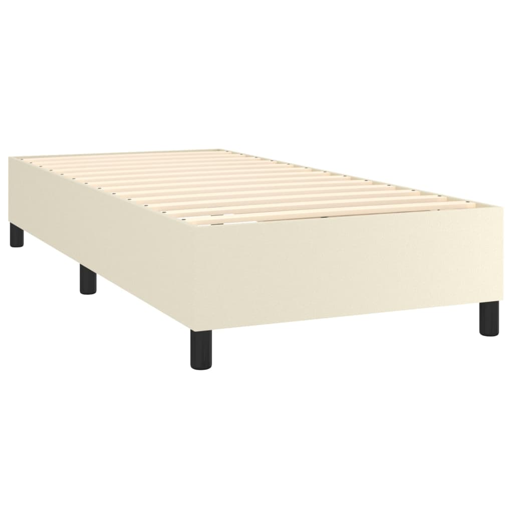 Pat box spring cu saltea, crem, 80x200 cm, piele ecologică GartenMobel Dekor
