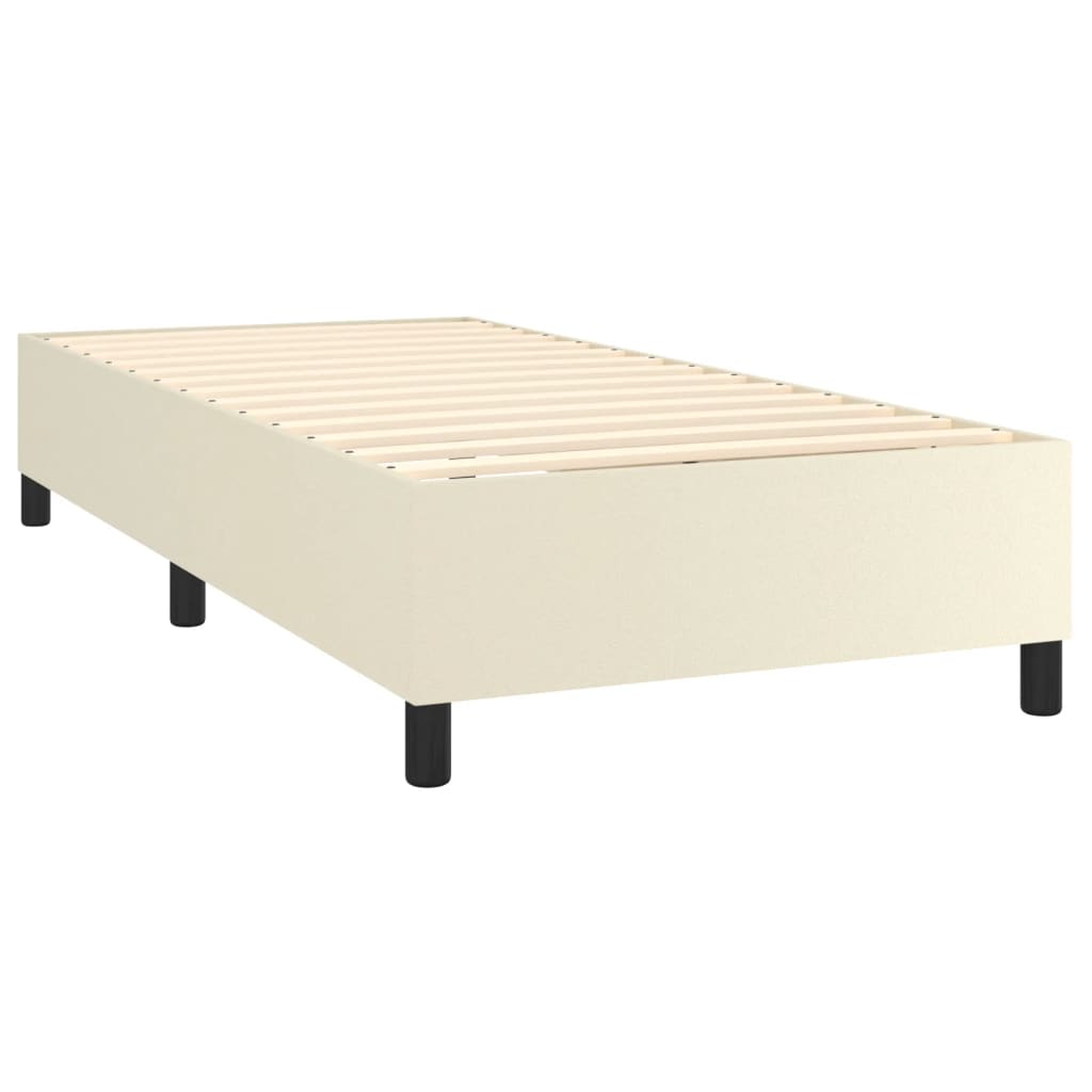 Pat box spring cu saltea, crem, 90x190 cm, piele ecologică GartenMobel Dekor