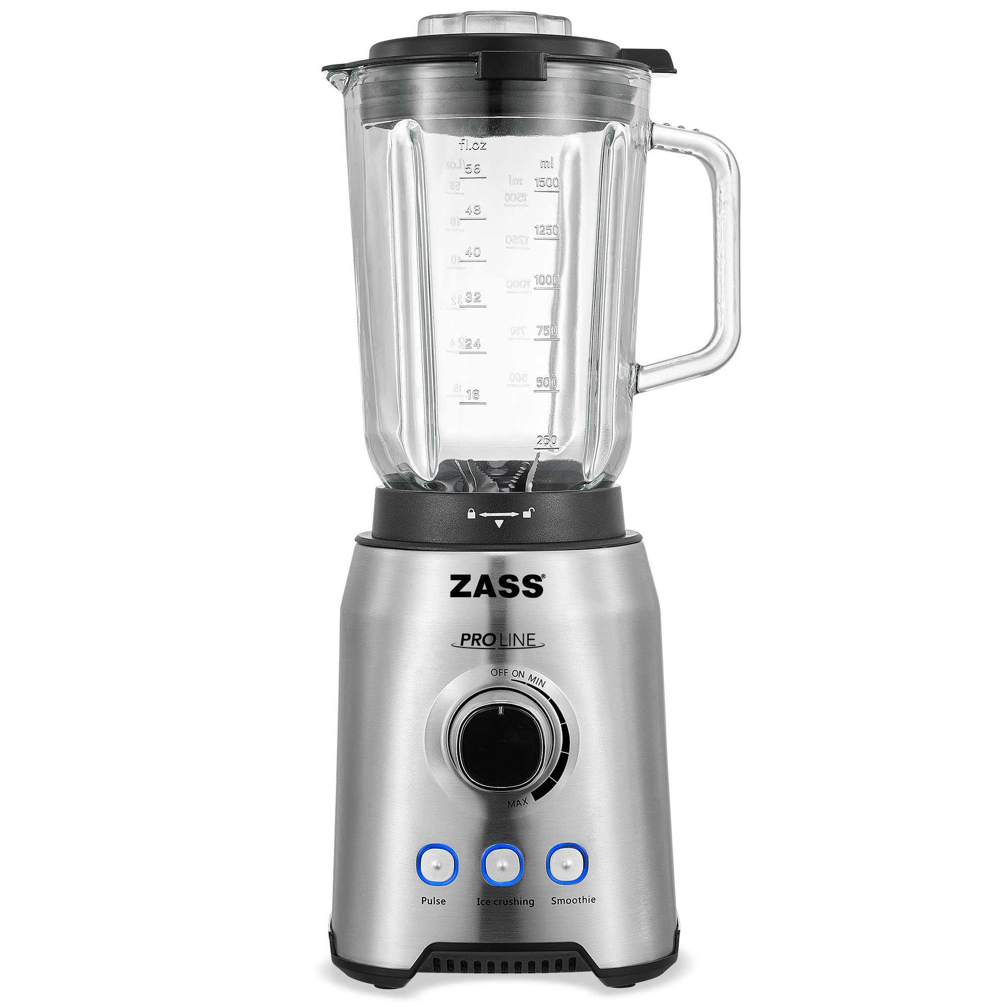 Blender de masă ZASS ZSB 09 din inox, 1000W, cană sticlă 1,5L