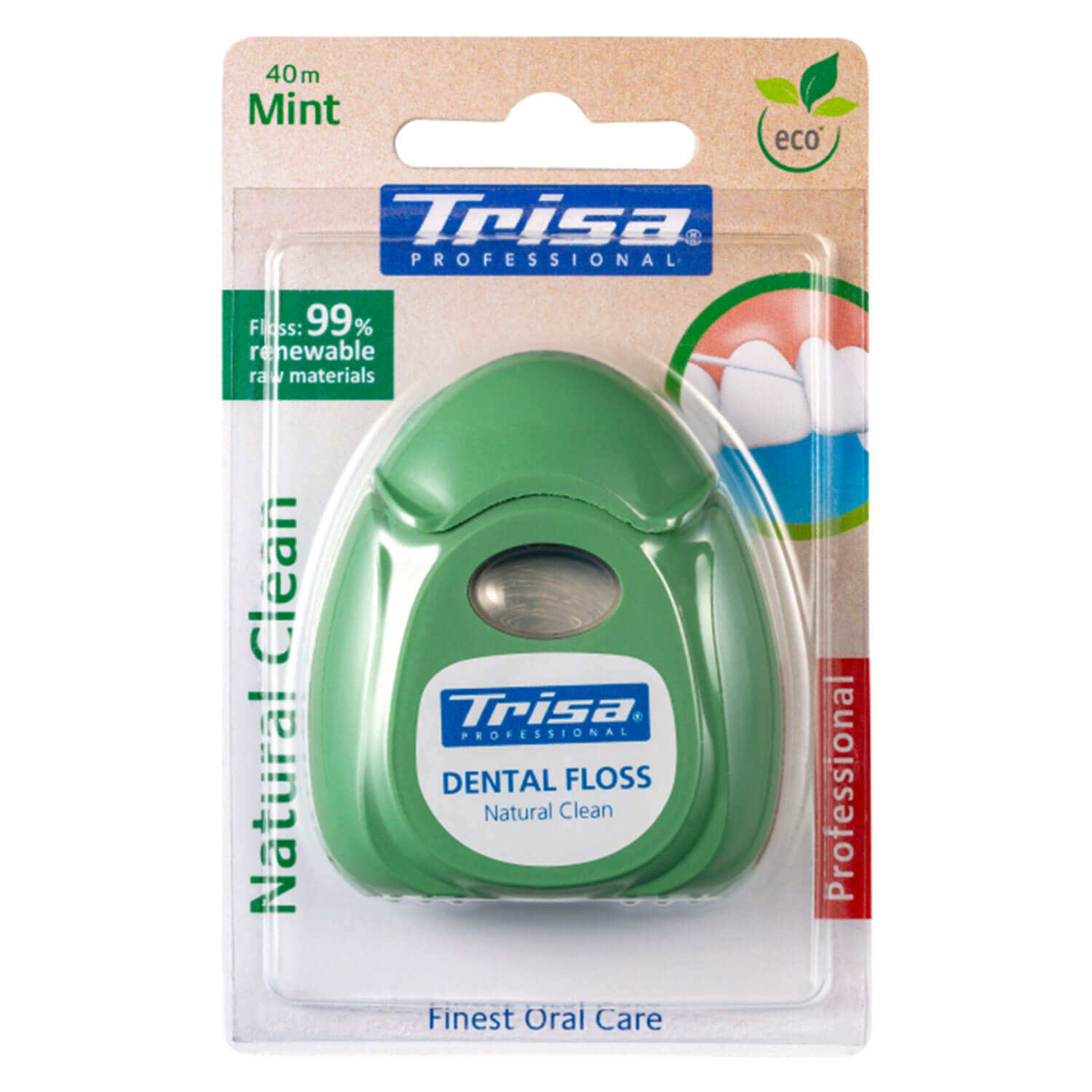 Ata dentara Trisa Natural Clean 40 m, cu ceara vegetala si aroma de menta