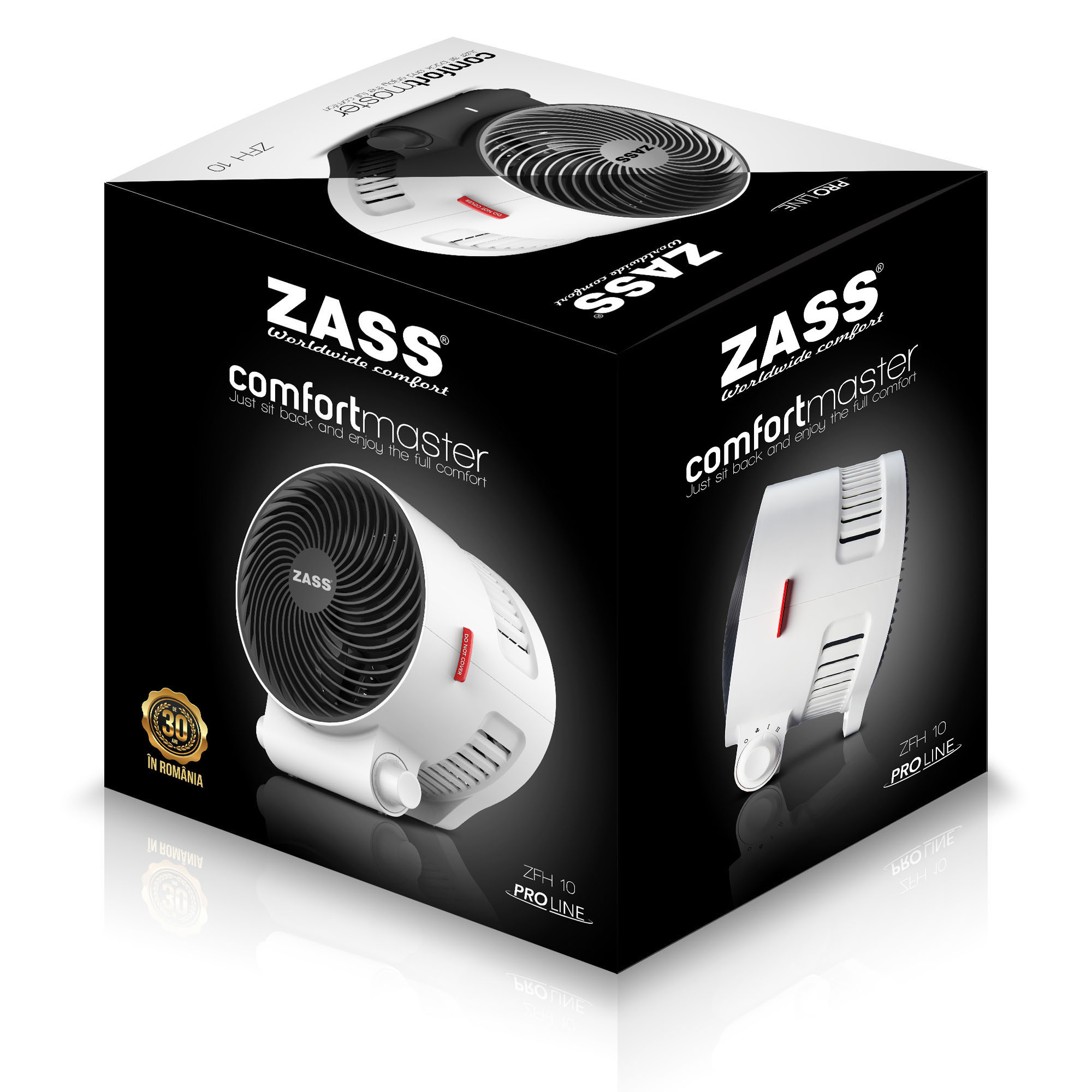 Aerotermă electrică ZASS ZFH 10, 2000W, termostat reglabil, alb