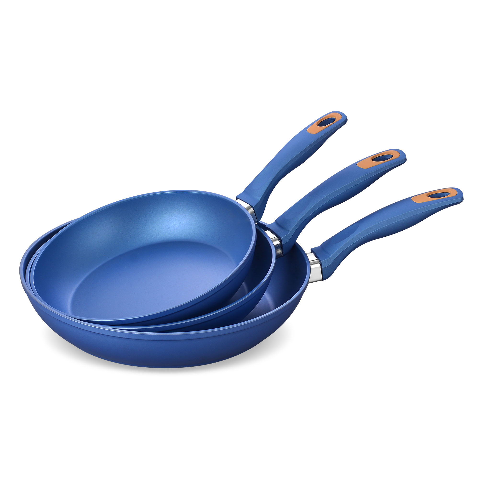 Set 3 tigăi antiaderente Zass Gourmet din aluminiu turnat, albastre