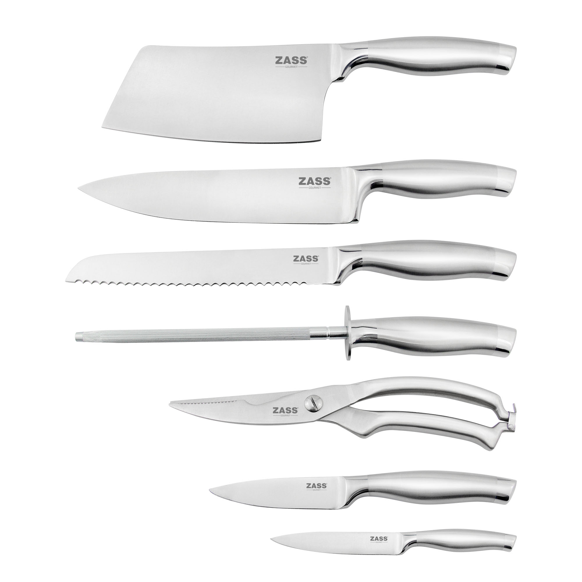 Set ustensile de bucatarie Zass Gourmet ZG-KT 02, 8 piese, albastru