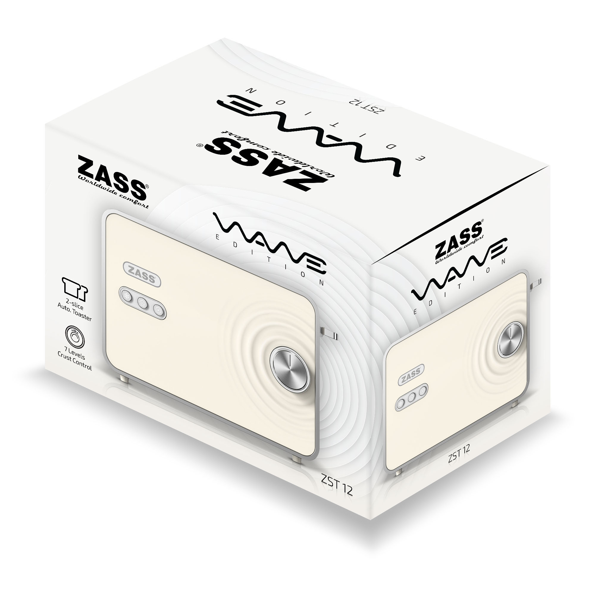 Prajitor de paine ZASS ZST 12 Wave Edition crem, 2 fante, 7 nivele