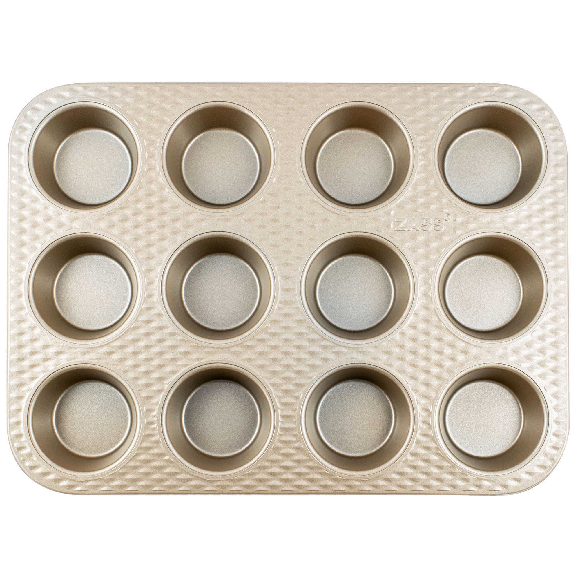 Tava pentru copt 12 briose Zass Gourmet, antiaderenta, bronz