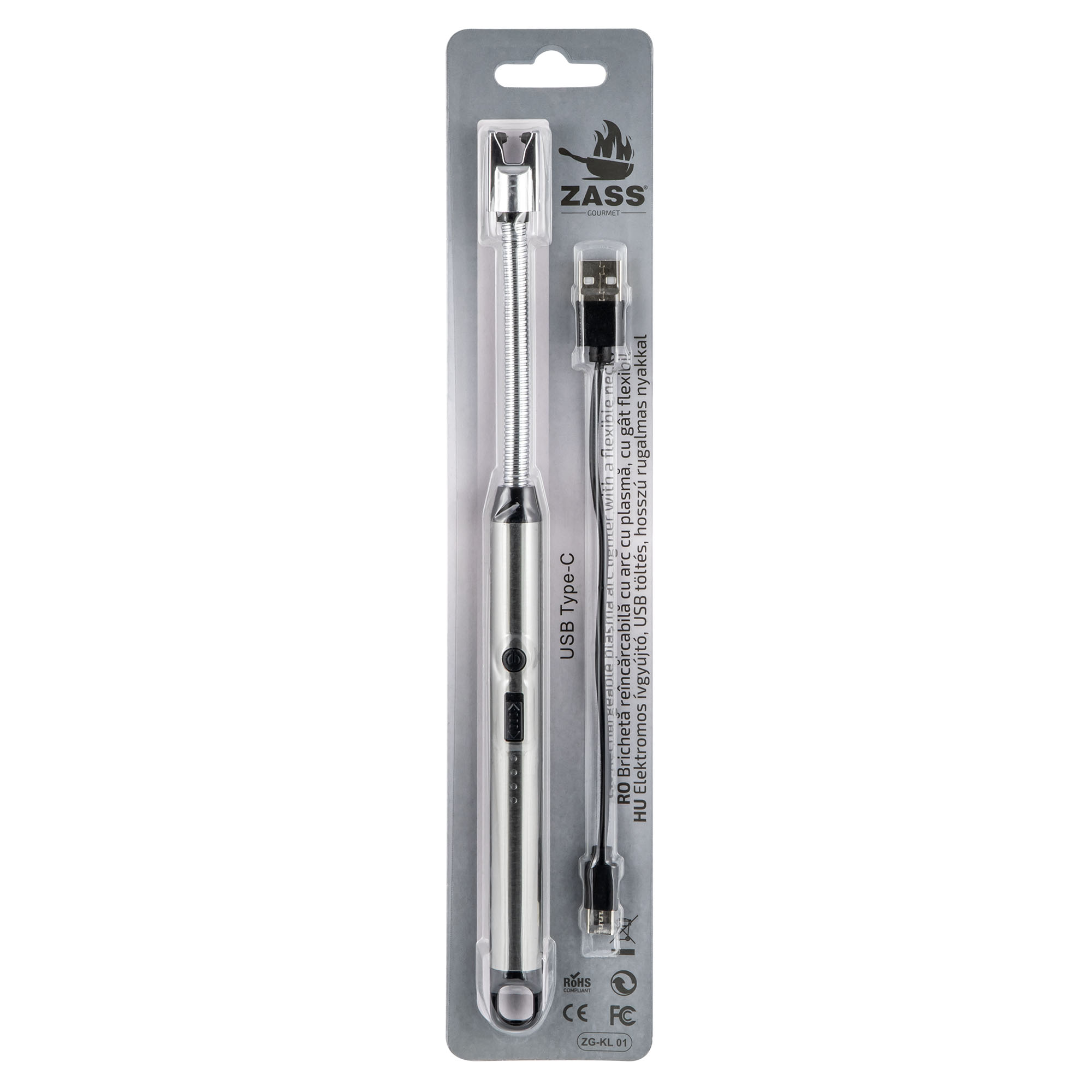 Brichetă electrică de bucătărie ZASS ZG-KL 01, flexibilă, reîncărcabilă USB-C