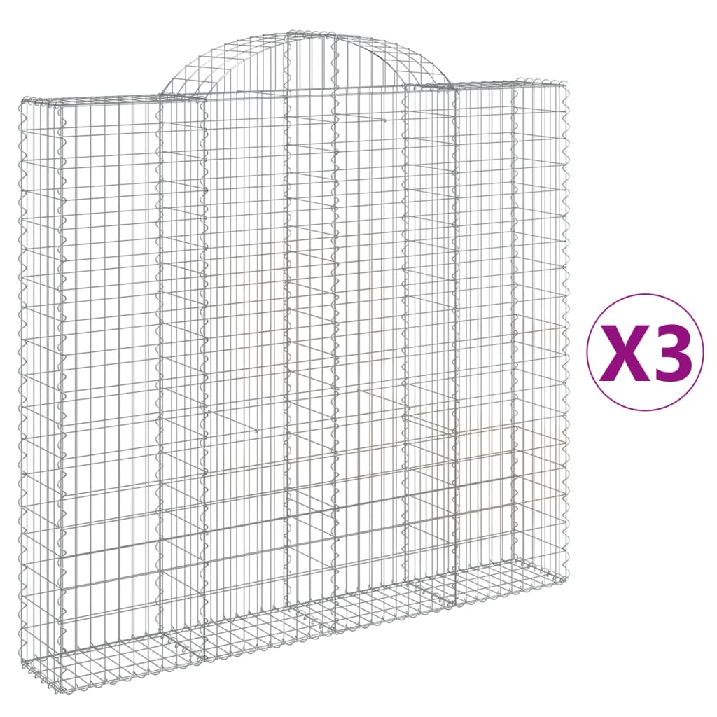 Coșuri gabion arcuite 3 buc, 200x30x180/200cm, fier galvanizat GartenMobel Dekor