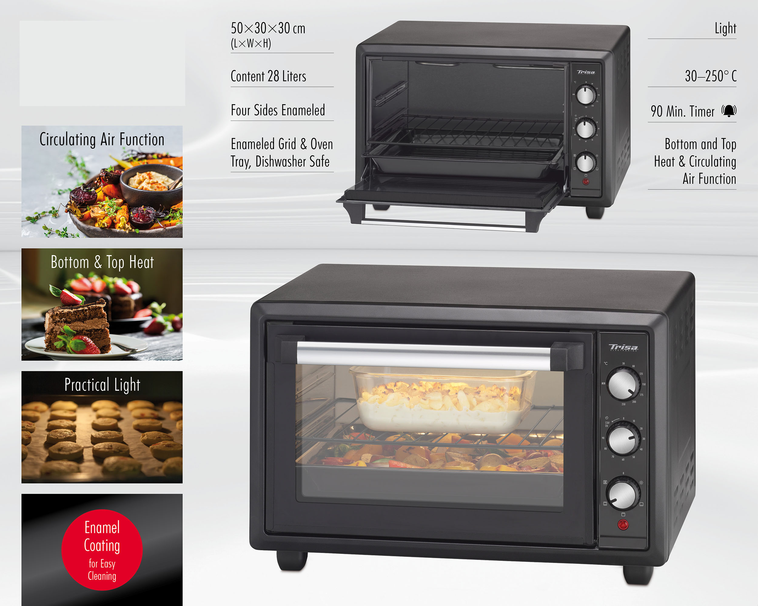 Cuptor electric cu convectie Trisa 28L, 1500W, timer 90 min